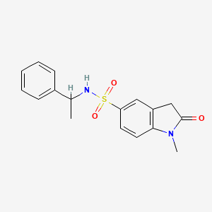 molecular formula C17H18N2O3S B4315971 1-METHYL-2-OXO-N-(1-PHENYLETHYL)-5-INDOLINESULFONAMIDE 