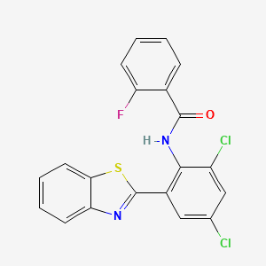 molecular formula C20H11Cl2FN2OS B4315983 N-[2-(1,3-benzothiazol-2-yl)-4,6-dichlorophenyl]-2-fluorobenzamide 