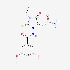 molecular formula C16H20N4O5S B4316295 N-[5-(2-AMINO-2-OXOETHYL)-3-ETHYL-4-OXO-2-THIOXO-1-IMIDAZOLIDINYL]-3,5-DIMETHOXYBENZAMIDE 