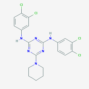 molecular formula C20H18Cl4N6 B431630 N,N'-bis(3,4-dichlorophenyl)-6-(piperidin-1-yl)-1,3,5-triazine-2,4-diamine 