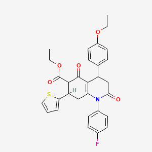molecular formula C30H28FNO5S B4316355 ETHYL 4-(4-ETHOXYPHENYL)-1-(4-FLUOROPHENYL)-2,5-DIOXO-7-(2-THIENYL)-1,2,3,4,5,6,7,8-OCTAHYDRO-6-QUINOLINECARBOXYLATE 