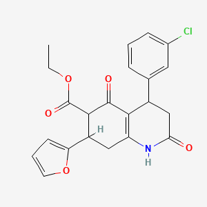 molecular formula C22H20ClNO5 B4316367 ETHYL 4-(3-CHLOROPHENYL)-7-(2-FURYL)-2,5-DIOXO-1,2,3,4,5,6,7,8-OCTAHYDRO-6-QUINOLINECARBOXYLATE 