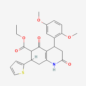 molecular formula C24H25NO6S B4316373 ETHYL 4-(2,5-DIMETHOXYPHENYL)-2,5-DIOXO-7-(2-THIENYL)-1,2,3,4,5,6,7,8-OCTAHYDRO-6-QUINOLINECARBOXYLATE 