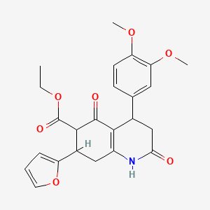 molecular formula C24H25NO7 B4316376 ETHYL 4-(3,4-DIMETHOXYPHENYL)-7-(2-FURYL)-2,5-DIOXO-1,2,3,4,5,6,7,8-OCTAHYDRO-6-QUINOLINECARBOXYLATE 