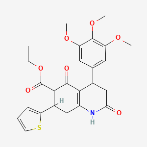 molecular formula C25H27NO7S B4316383 ETHYL 2,5-DIOXO-7-(2-THIENYL)-4-(3,4,5-TRIMETHOXYPHENYL)-1,2,3,4,5,6,7,8-OCTAHYDRO-6-QUINOLINECARBOXYLATE 