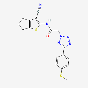 molecular formula C18H16N6OS2 B4316531 N-(3-cyano-5,6-dihydro-4H-cyclopenta[b]thiophen-2-yl)-2-{5-[4-(methylsulfanyl)phenyl]-2H-tetrazol-2-yl}acetamide 