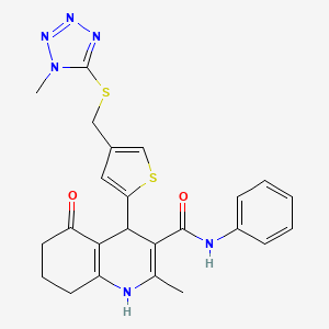 molecular formula C24H24N6O2S2 B4316552 2-METHYL-4-(4-{[(1-METHYL-1H-1,2,3,4-TETRAZOL-5-YL)SULFANYL]METHYL}THIOPHEN-2-YL)-5-OXO-N-PHENYL-1,4,5,6,7,8-HEXAHYDROQUINOLINE-3-CARBOXAMIDE 