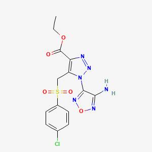 molecular formula C14H13ClN6O5S B4316580 ETHYL 1-(4-AMINO-1,2,5-OXADIAZOL-3-YL)-5-[(4-CHLOROBENZENESULFONYL)METHYL]-1H-1,2,3-TRIAZOLE-4-CARBOXYLATE 