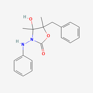 molecular formula C18H20N2O3 B4316589 3-ANILINO-5-BENZYL-4-HYDROXY-4,5-DIMETHYL-1,3-OXAZOLAN-2-ONE 