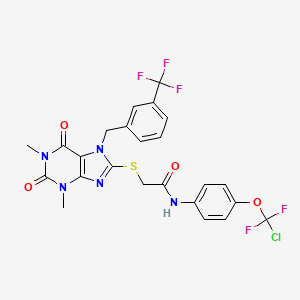 molecular formula C24H19ClF5N5O4S B4316614 N-{4-[chloro(difluoro)methoxy]phenyl}-2-({1,3-dimethyl-2,6-dioxo-7-[3-(trifluoromethyl)benzyl]-2,3,6,7-tetrahydro-1H-purin-8-yl}sulfanyl)acetamide 