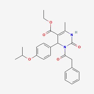 molecular formula C25H28N2O5 B4316636 ETHYL 6-METHYL-2-OXO-3-(2-PHENYLACETYL)-4-[4-(PROPAN-2-YLOXY)PHENYL]-1,2,3,4-TETRAHYDROPYRIMIDINE-5-CARBOXYLATE 