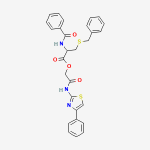 molecular formula C28H25N3O4S2 B4316654 2-OXO-2-[(4-PHENYL-1,3-THIAZOL-2-YL)AMINO]ETHYL 2-(BENZOYLAMINO)-3-(BENZYLSULFANYL)PROPANOATE 