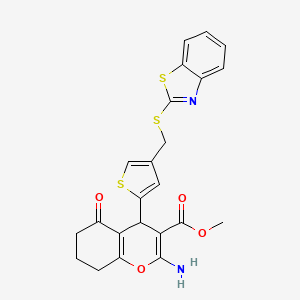 molecular formula C23H20N2O4S3 B4316672 methyl 2-amino-4-{4-[(1,3-benzothiazol-2-ylsulfanyl)methyl]thiophen-2-yl}-5-oxo-5,6,7,8-tetrahydro-4H-chromene-3-carboxylate 