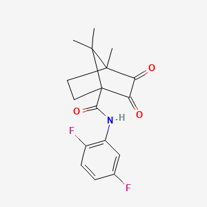molecular formula C17H17F2NO3 B4316690 Bicyclo[2.2.1]heptane-1-carboxamide, N-(2,5-difluorophenyl)-4,7,7-trimethyl-2,3-dioxo- 
