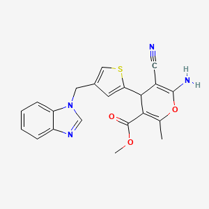 molecular formula C21H18N4O3S B4316702 methyl 6-amino-4-[4-(1H-1,3-benzimidazol-1-ylmethyl)-2-thienyl]-5-cyano-2-methyl-4H-pyran-3-carboxylate 