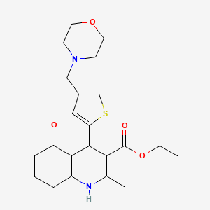 molecular formula C22H28N2O4S B4316914 ETHYL 2-METHYL-4-{4-[(MORPHOLIN-4-YL)METHYL]THIOPHEN-2-YL}-5-OXO-1,4,5,6,7,8-HEXAHYDROQUINOLINE-3-CARBOXYLATE 