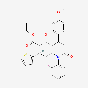 molecular formula C29H26FNO5S B4316986 ETHYL 1-(2-FLUOROPHENYL)-4-(4-METHOXYPHENYL)-2,5-DIOXO-7-(2-THIENYL)-1,2,3,4,5,6,7,8-OCTAHYDRO-6-QUINOLINECARBOXYLATE 