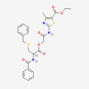molecular formula C26H27N3O6S2 B4317043 ETHYL 2-[(2-{[2-(BENZOYLAMINO)-3-(BENZYLSULFANYL)PROPANOYL]OXY}ACETYL)AMINO]-4-METHYL-1,3-THIAZOLE-5-CARBOXYLATE 