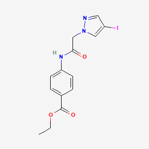molecular formula C14H14IN3O3 B4317222 ETHYL 4-{[2-(4-IODO-1H-PYRAZOL-1-YL)ACETYL]AMINO}BENZOATE 