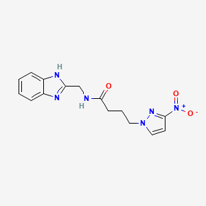molecular formula C15H16N6O3 B4317286 N-[(1H-13-BENZODIAZOL-2-YL)METHYL]-4-(3-NITRO-1H-PYRAZOL-1-YL)BUTANAMIDE 