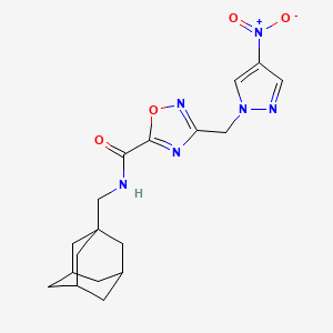 molecular formula C18H22N6O4 B4317336 N-[(ADAMANTAN-1-YL)METHYL]-3-[(4-NITRO-1H-PYRAZOL-1-YL)METHYL]-1,2,4-OXADIAZOLE-5-CARBOXAMIDE 