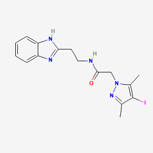 molecular formula C16H18IN5O B4317432 N-[2-(1H-benzimidazol-2-yl)ethyl]-2-(4-iodo-3,5-dimethyl-1H-pyrazol-1-yl)acetamide 