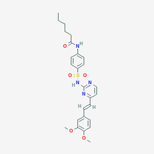 N-{4-[({4-[2-(3,4-dimethoxyphenyl)vinyl]-2-pyrimidinyl}amino)sulfonyl]phenyl}hexanamide