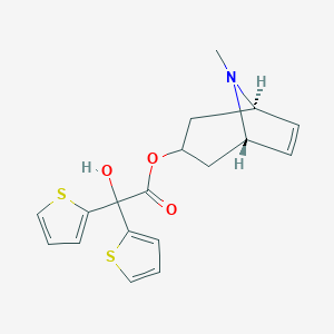 molecular formula C18H19NO3S2 B043176 rel-(1R,3S,5S)-8-Methyl-8-azabicyclo[3,2,1]oct-6-en-yl-2-hydroxy-2,2-dithiophen-2-yl acetate CAS No. 136310-66-2