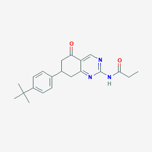 molecular formula C21H25N3O2 B431762 N-[7-(4-tert-butylphenyl)-5-oxo-5,6,7,8-tetrahydroquinazolin-2-yl]propanamide CAS No. 523990-64-9