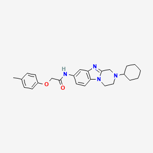 molecular formula C25H30N4O2 B4317700 N-(2-cyclohexyl-1,2,3,4-tetrahydropyrazino[1,2-a]benzimidazol-8-yl)-2-(4-methylphenoxy)acetamide 