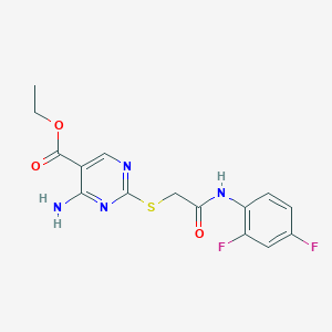 molecular formula C15H14F2N4O3S B4317779 ETHYL 4-AMINO-2-({[(2,4-DIFLUOROPHENYL)CARBAMOYL]METHYL}SULFANYL)PYRIMIDINE-5-CARBOXYLATE 