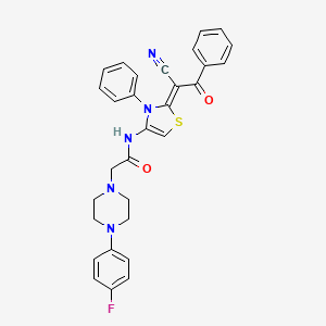 molecular formula C30H26FN5O2S B4317811 N-[(2Z)-2-(1-cyano-2-oxo-2-phenylethylidene)-3-phenyl-2,3-dihydro-1,3-thiazol-4-yl]-2-[4-(4-fluorophenyl)piperazin-1-yl]acetamide 