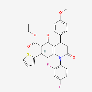 molecular formula C29H25F2NO5S B4318069 ETHYL 1-(2,4-DIFLUOROPHENYL)-4-(4-METHOXYPHENYL)-2,5-DIOXO-7-(2-THIENYL)-1,2,3,4,5,6,7,8-OCTAHYDRO-6-QUINOLINECARBOXYLATE 
