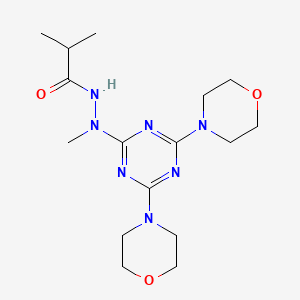 molecular formula C16H27N7O3 B4318179 N'-[4,6-DI(4-MORPHOLINYL)-1,3,5-TRIAZIN-2-YL]-N',2-DIMETHYLPROPANEHYDRAZIDE 