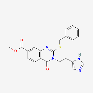 molecular formula C22H20N4O3S B4318206 methyl 2-(benzylsulfanyl)-3-[2-(1H-imidazol-4-yl)ethyl]-4-oxo-3,4-dihydroquinazoline-7-carboxylate 