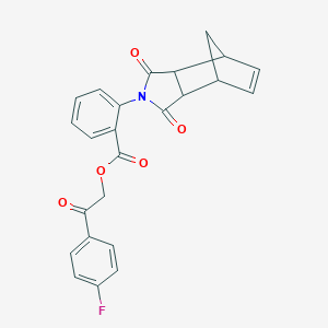 molecular formula C24H18FNO5 B431833 2-(4-fluorophenyl)-2-oxoethyl 2-(1,3-dioxo-1,3,3a,4,7,7a-hexahydro-2H-4,7-methanoisoindol-2-yl)benzoate CAS No. 1005106-73-9