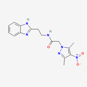 molecular formula C16H18N6O3 B4318531 N-[2-(1H-1,3-benzodiazol-2-yl)ethyl]-2-(3,5-dimethyl-4-nitro-1H-pyrazol-1-yl)acetamide 