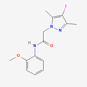 molecular formula C14H16IN3O2 B4318678 2-(4-iodo-3,5-dimethyl-1H-pyrazol-1-yl)-N-(2-methoxyphenyl)acetamide 
