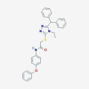 molecular formula C31H28N4O2S B431891 2-[(5-benzhydryl-4-ethyl-4H-1,2,4-triazol-3-yl)sulfanyl]-N-(4-phenoxyphenyl)acetamide CAS No. 664971-57-7