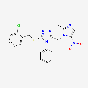 molecular formula C20H17ClN6O2S B4318963 2-CHLOROBENZYL {5-[(2-METHYL-5-NITRO-1H-IMIDAZOL-1-YL)METHYL]-4-PHENYL-4H-1,2,4-TRIAZOL-3-YL} SULFIDE 