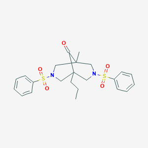 molecular formula C23H28N2O5S2 B431903 1-Methyl-3,7-bis(phenylsulfonyl)-5-propyl-3,7-diazabicyclo[3.3.1]nonan-9-one CAS No. 664971-65-7