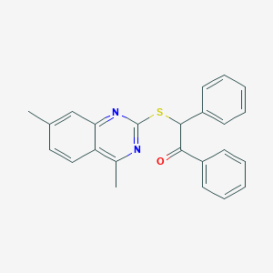 molecular formula C24H20N2OS B431908 2-[(4,7-二甲基-2-喹唑啉基)硫]-1,2-二苯基乙酮 CAS No. 524056-37-9