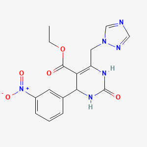 molecular formula C16H16N6O5 B4319161 ETHYL 4-(3-NITROPHENYL)-2-OXO-6-[(1H-1,2,4-TRIAZOL-1-YL)METHYL]-1,2,3,4-TETRAHYDROPYRIMIDINE-5-CARBOXYLATE 