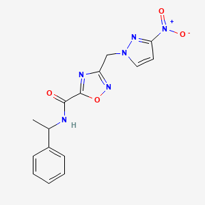 3-[(3-nitro-1H-pyrazol-1-yl)methyl]-N-(1-phenylethyl)-1,2,4-oxadiazole-5-carboxamide