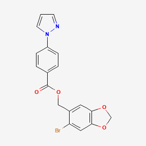(6-bromo-1,3-benzodioxol-5-yl)methyl 4-(1H-pyrazol-1-yl)benzoate