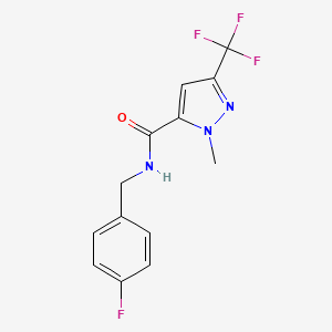 molecular formula C13H11F4N3O B4319329 N-[(4-FLUOROPHENYL)METHYL]-1-METHYL-3-(TRIFLUOROMETHYL)-1H-PYRAZOLE-5-CARBOXAMIDE 