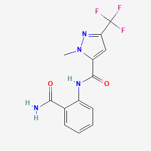molecular formula C13H11F3N4O2 B4319371 N-(2-carbamoylphenyl)-1-methyl-3-(trifluoromethyl)-1H-pyrazole-5-carboxamide 