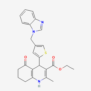 molecular formula C25H25N3O3S B4319591 ETHYL 4-{4-[(1H-1,3-BENZODIAZOL-1-YL)METHYL]THIOPHEN-2-YL}-2-METHYL-5-OXO-1,4,5,6,7,8-HEXAHYDROQUINOLINE-3-CARBOXYLATE 