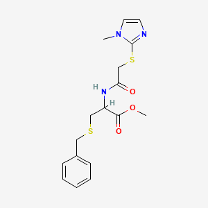 molecular formula C17H21N3O3S2 B4319595 METHYL 3-(BENZYLSULFANYL)-2-{2-[(1-METHYL-1H-IMIDAZOL-2-YL)SULFANYL]ACETAMIDO}PROPANOATE 