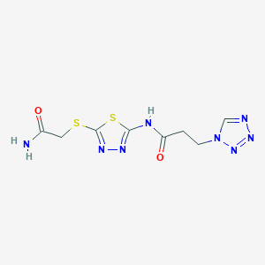 molecular formula C8H10N8O2S2 B4320021 N-{5-[(2-amino-2-oxoethyl)sulfanyl]-1,3,4-thiadiazol-2-yl}-3-(1H-tetrazol-1-yl)propanamide 